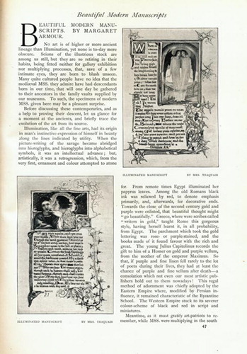 Figure 1 Margaret Armour, “Beautiful Modern Manuscripts.” Page from the article in The Studio, Special Winter Number, 1896–1897, p. 47.