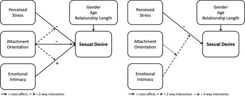 Figure 1. Multifactorial model of sexual desire: hypothesized main and interaction effects of daily hassles-related stress, intimacy, and attachment orientation