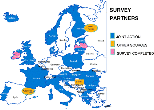 Figure 1. Coverage of the SMART survey in Europe funded within Joint Action on Alcohol and from other sources