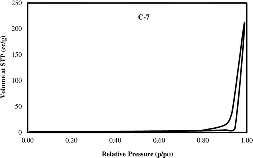 Figure 9. The N2 adsorption/desorption isotherm of synthesized zeolite (Control experiment, C-7) nanoparticles.