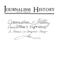 Cover image for Journalism History, Volume 8, Issue 1, 1981