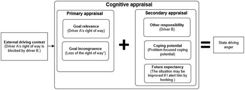 Figure 1. Example of a driver’s cognitive appraisal in an anger-provoking situation.