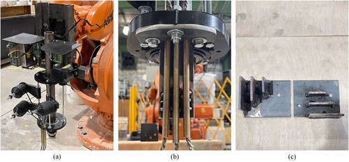 Figure 12. Replaced components: (a) fully welded steel chassis, (b) stable guiding pipes with supporting plate and (c) fully welded pins made of steel plates.