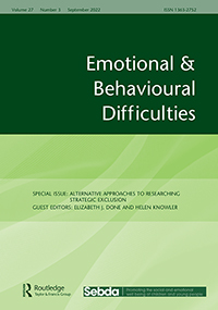 Cover image for Emotional and Behavioural Difficulties, Volume 27, Issue 3, 2022
