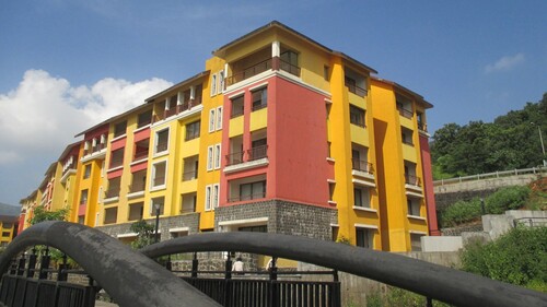 Figure 3. Photograph of brightly colored buildings which are often used in promotional and sales material, Source: photograph by author.
