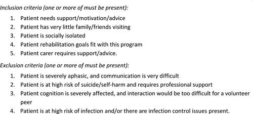 Figure 1 Patient selection criteria for the stroke peer support program.