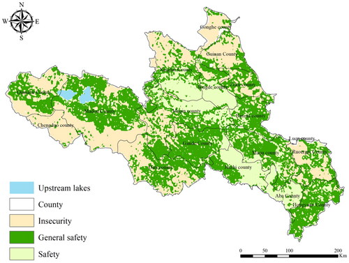 Figure 8. Ecological security distribution in the source area.