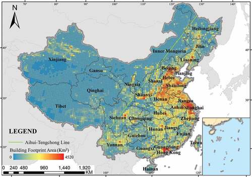 Figure 8. Map of China building footprint distribution in 2019.