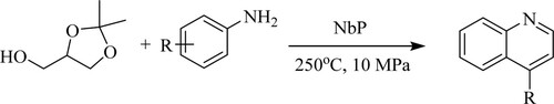 Scheme 48. NbP catalyzed Skraup synthesis for the quinoline derivatives under solvent-free conditions.