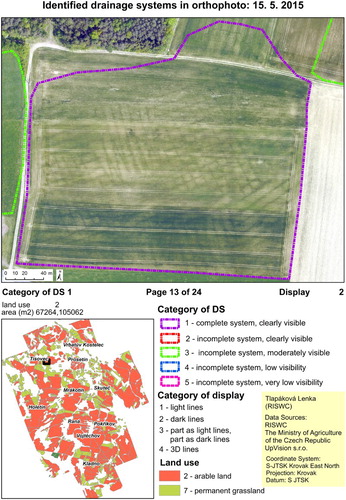 Figure 4. Example map sheet from the libraries created for registration and classification of the identified DS (classification according to the type and extent of the identified manifestation). All map sheets are published in CitationTlapáková (2015).