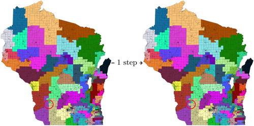 Fig. 1 An example of a Markov chain transition for the legislative districting of Wisconsin.