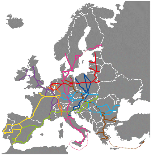 Figure 2. Map of the TEN-T core network corridors.