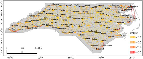 Figure 1. Topology of counties in North Carolina.