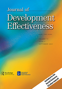 Cover image for Journal of Development Effectiveness, Volume 13, Issue 3, 2021