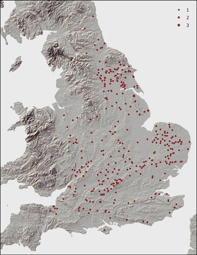 Figure 1. Distribution map of Class A1 strap-ends.