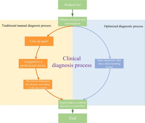 Figure 1 Auxiliary diagnostic system clinical diagnosis process and traditional diagnosis process.