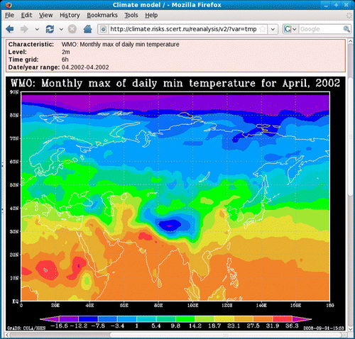 Figure 6.  WMO: monthly maximum value of daily minimum temperature.