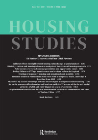 Cover image for Housing Studies, Volume 37, Issue 8, 2022