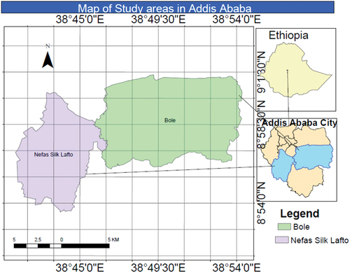 Figure 2. Map of Bole and Nifas Silk Lafto.