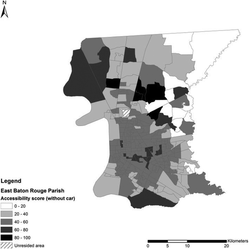 Figure 6. Healthy food accessibility in Baton Rouge.