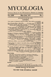 Cover image for Mycologia, Volume 69, Issue 3, 1977