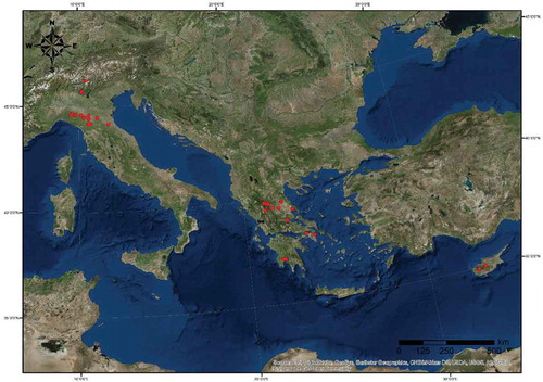 Figure 4. Locations of Mediterranean study catchments.
