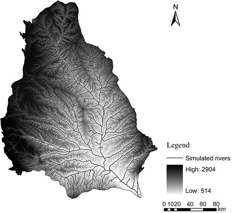 Fig. 1 The DEM and rivers of the Jinghe River basin.