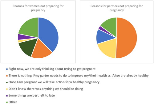 Figure 2. Reasons given for why women and their partners were not preparing for pregnancy.