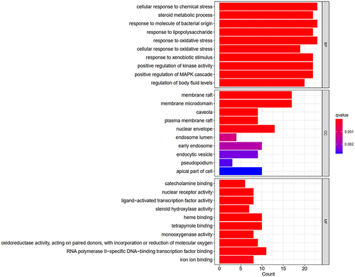 Figure 3 GO function enrichment analysis in HUA treated with WLS.