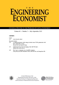 Cover image for The Engineering Economist, Volume 68, Issue 3, 2023