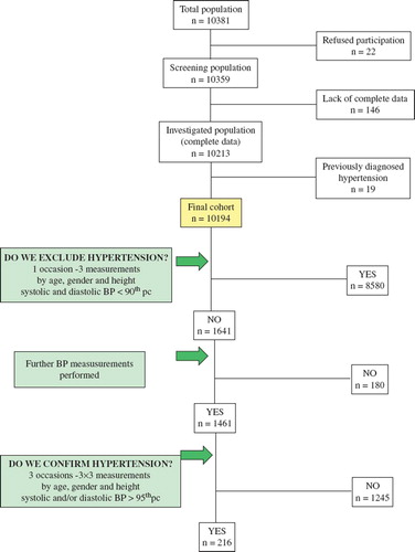 Figure 1. Flow-chart of the Debrecen Hypertension Study. Determining the prevalence of adolescent hypertension.