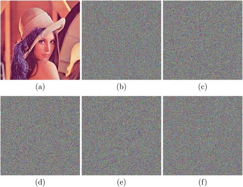 Figure 8. Decryption results with correct and incorrect keys: (a) decrypted image with the correct key maltepe@, (b)–(f) images decrypted with keys with little difference (Maltepe@, malTepe@, ma1ltepe, maltrpe_, maltePe).
