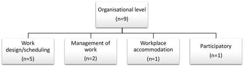 Figure 3. Organisational-level interventions reported in the older worker literature.
