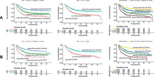 Figure 1 Kaplan-Meier survival of NRI, HGS, and NRI-HGS score in patients with cancer cachexia.