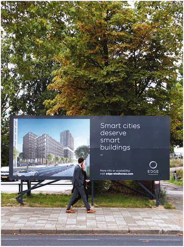 Figure 1 Billboard promoting the Eindhoven Edge project currently under development. © Justin Agyin, 2019. The Eindhoven Edge project is one of the many (high-rise) projects currently under development within the city aimed at reinforcing the image of Eindhoven’s Brainport and innovation district. The Eindhoven Edge is developed by Edge Technologies, a subsidiary of Dutch real estate developer OVG Real Estate specifically devised to develop buildings embedded with smart technologies as “the world needs better buildings,” according to the company slogan.
