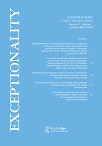 Cover image for Exceptionality, Volume 27, Issue 1, 2019