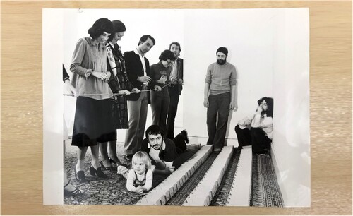 Fig. 6 Ecart, boxes from Troc de Boîtes assembled on the floor of Ecart Gallery. © Archives Ecart, Genève.