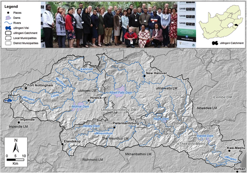 Figure 2. Map indicating the location of the uMngeni catchment. Inset photo shows some of the UEIP participants (Photo credit: South African National Biodiversity Institute).