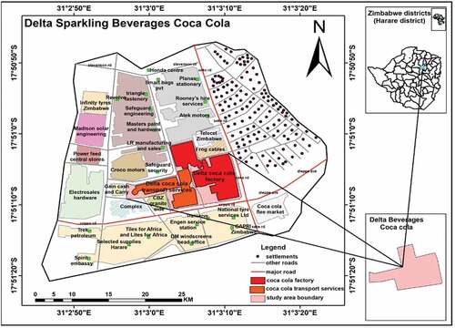 Figure 1. The geographical location of Delta Beverages Coca-Cola Plant in Harare, Zimbabwe.