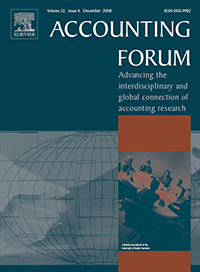 Cover image for Accounting Forum, Volume 32, Issue 4, 2008