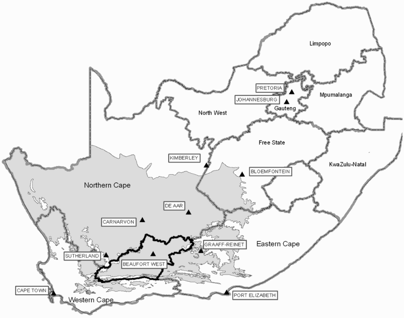 Figure 1. Beaufort West and the Central Karoo District in the Karoo region.