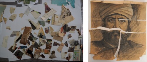 Figure 1. Fragments of works at the Afghan National Gallery destroyed by the Taliban.