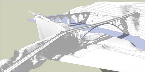 Figure 15. Relation between the Roman bridge and the proposed new bridge (Project infographic). Source: Project (Citation2019).