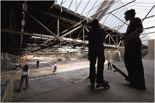 Figure 8 Skate park, elevated platform with on left hand side the “tube”, ©photo Jannes Linders 2005.