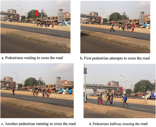 Figure 1. Sequence of pedestrians jaywalking at the Madina-Adenta Highway.