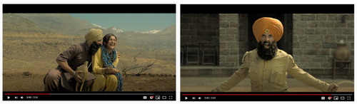 Figure 3. Stills from the trailer representing the two souls of the Sikh: the devoted householder and the lion-like supreme warrior.