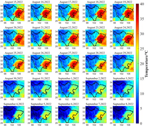 Figure 5. Land surface temperature variation in Sichuan province during the earthquake.