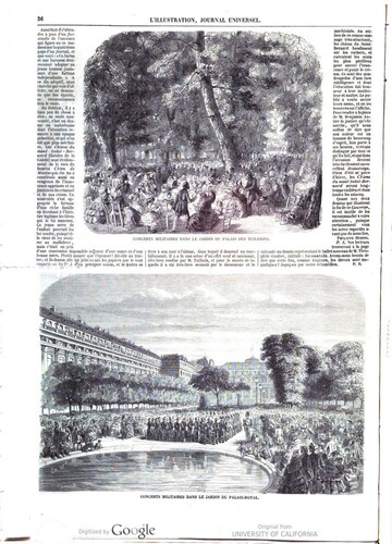 Figure 6. A. Provost, Concerts militaires dans le Jardin du Palais des Tuileries (L’Illustration, journal universel, 17 July 1858).