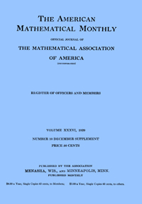 Cover image for The American Mathematical Monthly, Volume 36, Issue sup10, 1929