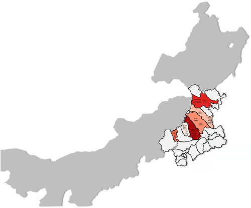 Figure 2 Distribution of brucellosis in eastern Inner Mongolia.